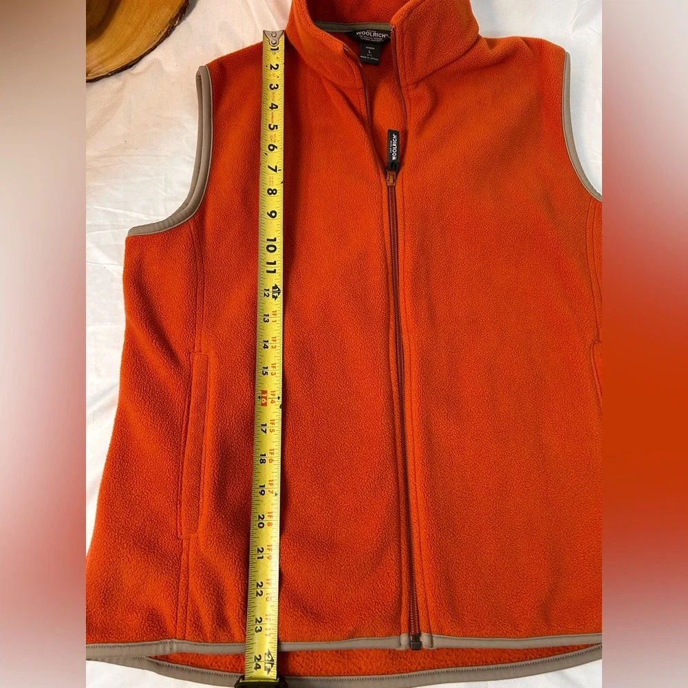 Woolrich Orange Fleece Vest Full Zip‎ and Pockets Women’s Size Large